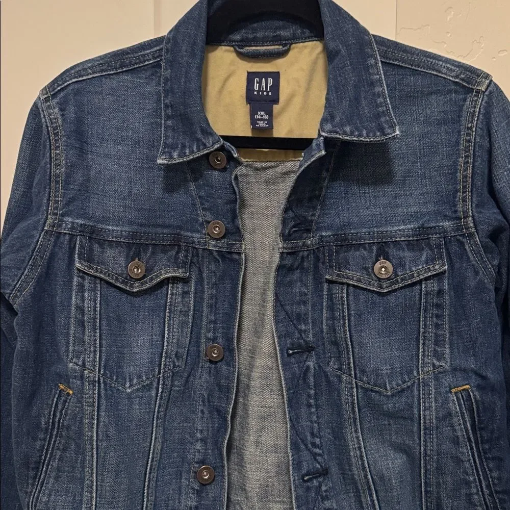 GAP Kids Youth Dark Wash Denim Blue Jacket Casual Unisex Size XXL (14-16) EUC